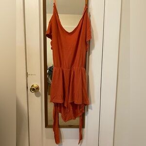 Terra Cotta Free People Cotton Short Sleeve Romper